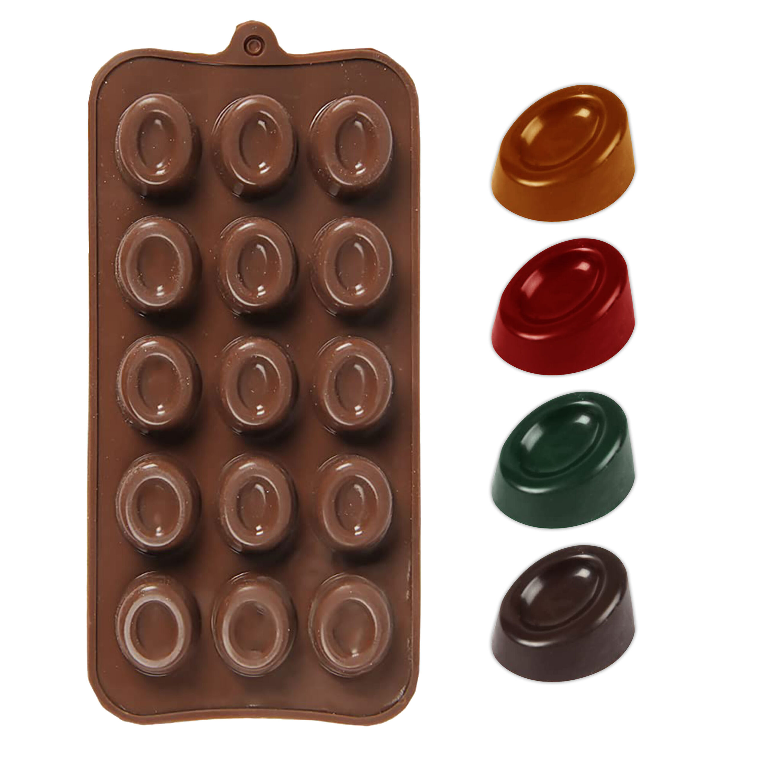 Moldberry Silicone 15 Cavity Mini Oval Chocolate Mould | Candy Chocolate Mould For Cake Decoration