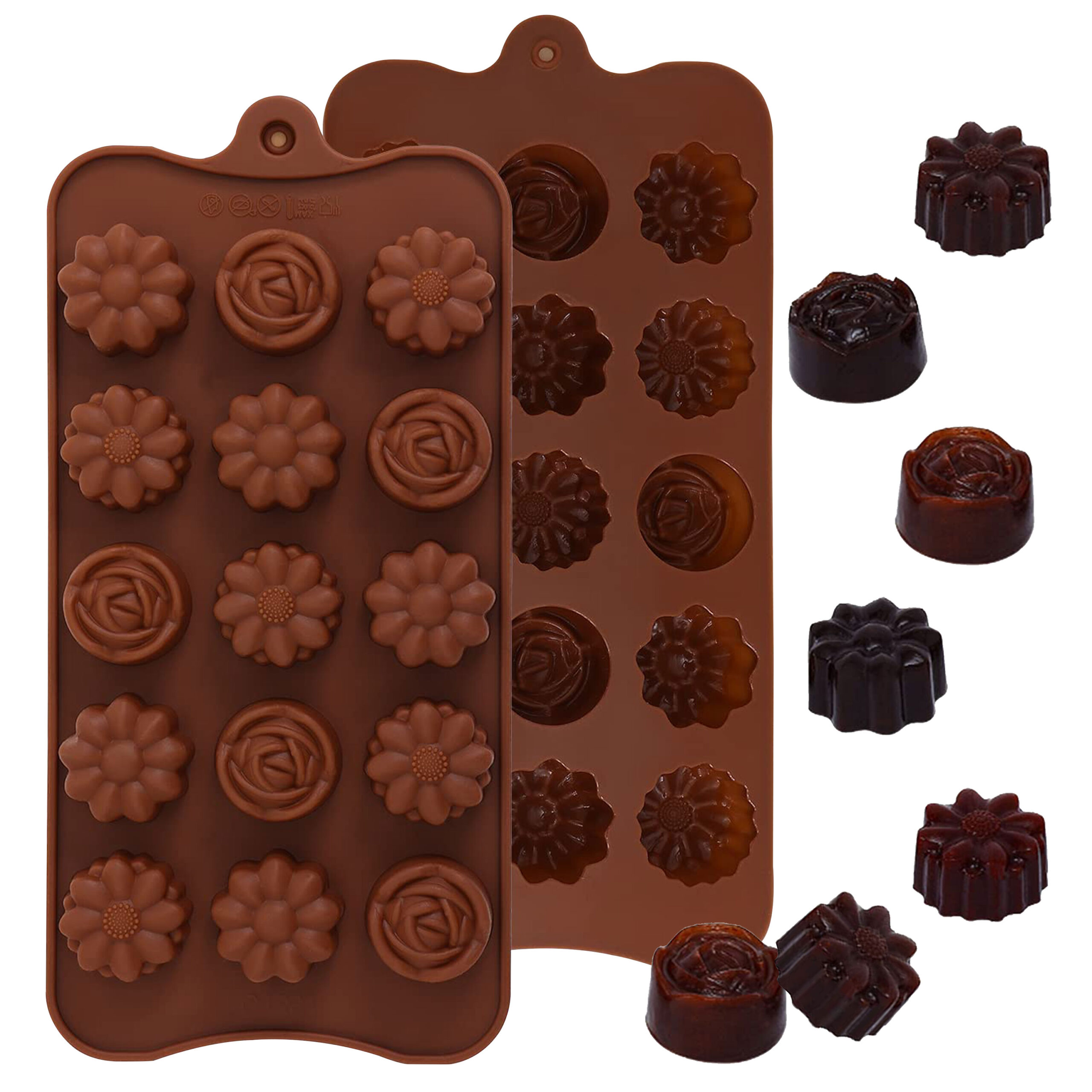 Moldberry Mix Flower Shape Silicone Chocolate Mold |15-Cavities Food Grade Silicone Candy Molds