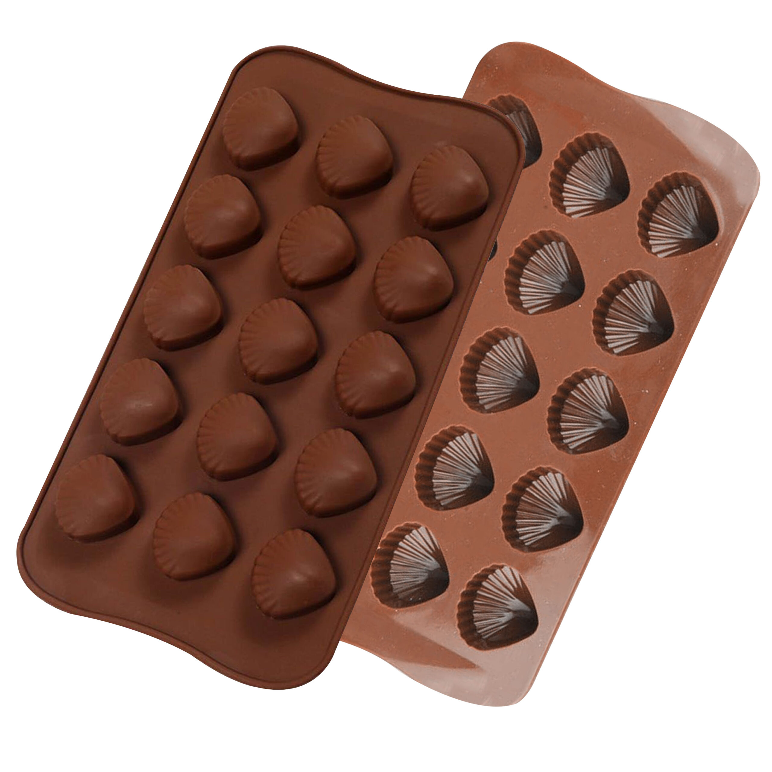 Moldberry Silicone 15 Cavity Shell Shape Mold | Non-Stick Shell Chocolate Mold for Cake Decoration, Gummy, Candy, Ice Cube, Jelly