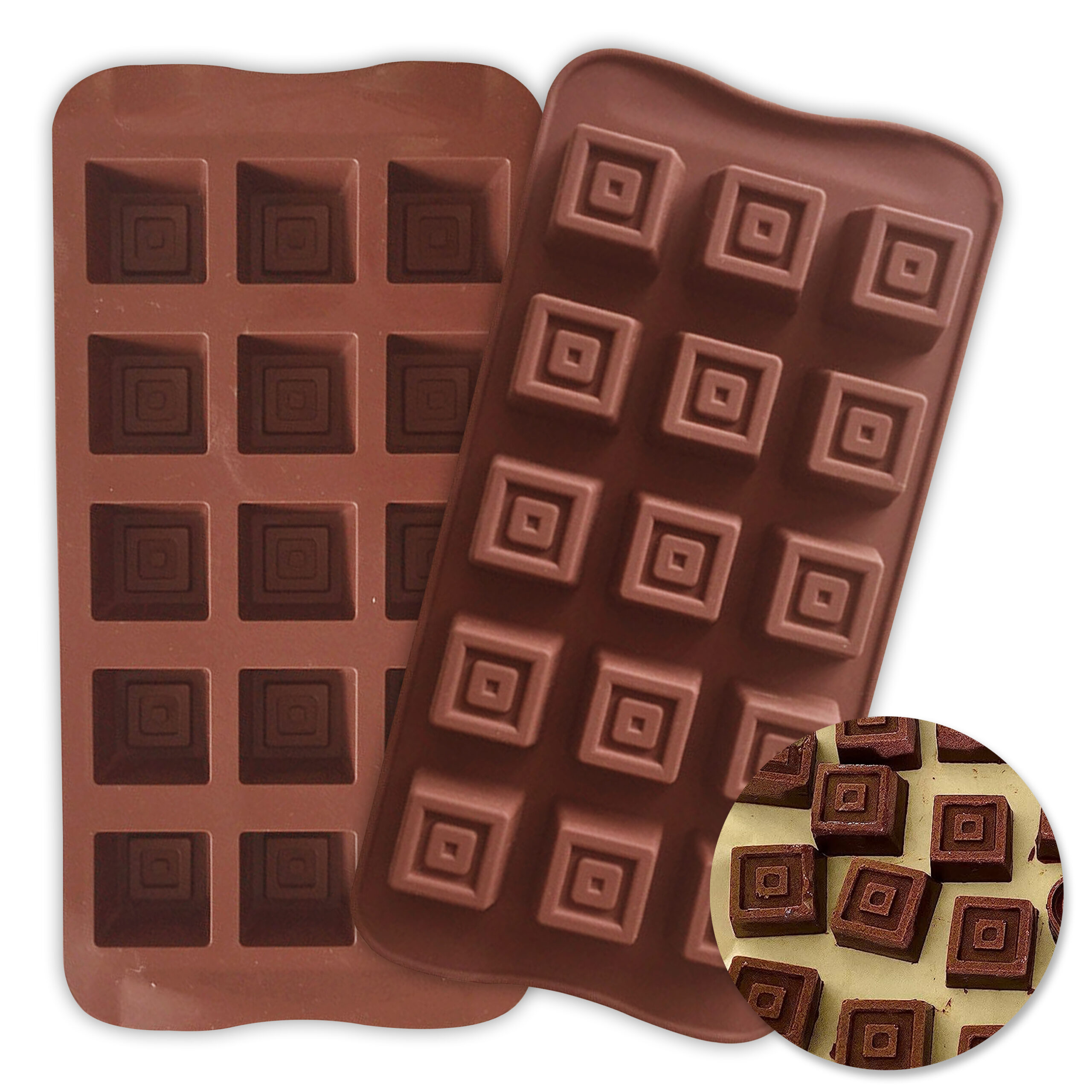 Moldberry 15 Cavity Silicone Square Box Chocolate Mould | Fondant Mold For Cake Decorating Tool