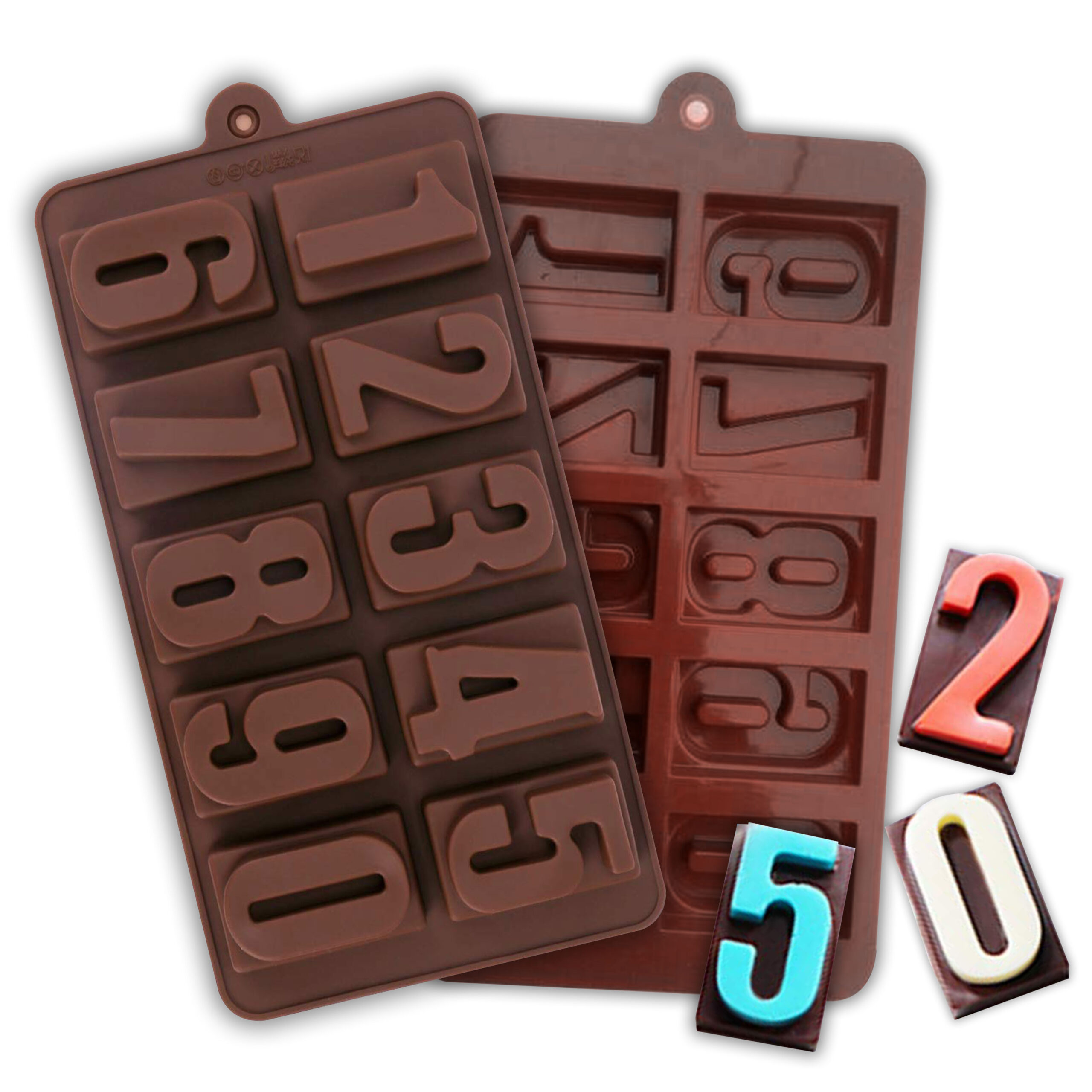 Moldberry 0-9 Digital Chocolate Molds Number Silicone Candy Mold For Chocolate Candy Cake Decoration