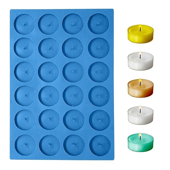 Moldberry Silicone 24 Cavity Tealight Candle Molds for Candles Making | 10 gm | Multicolor