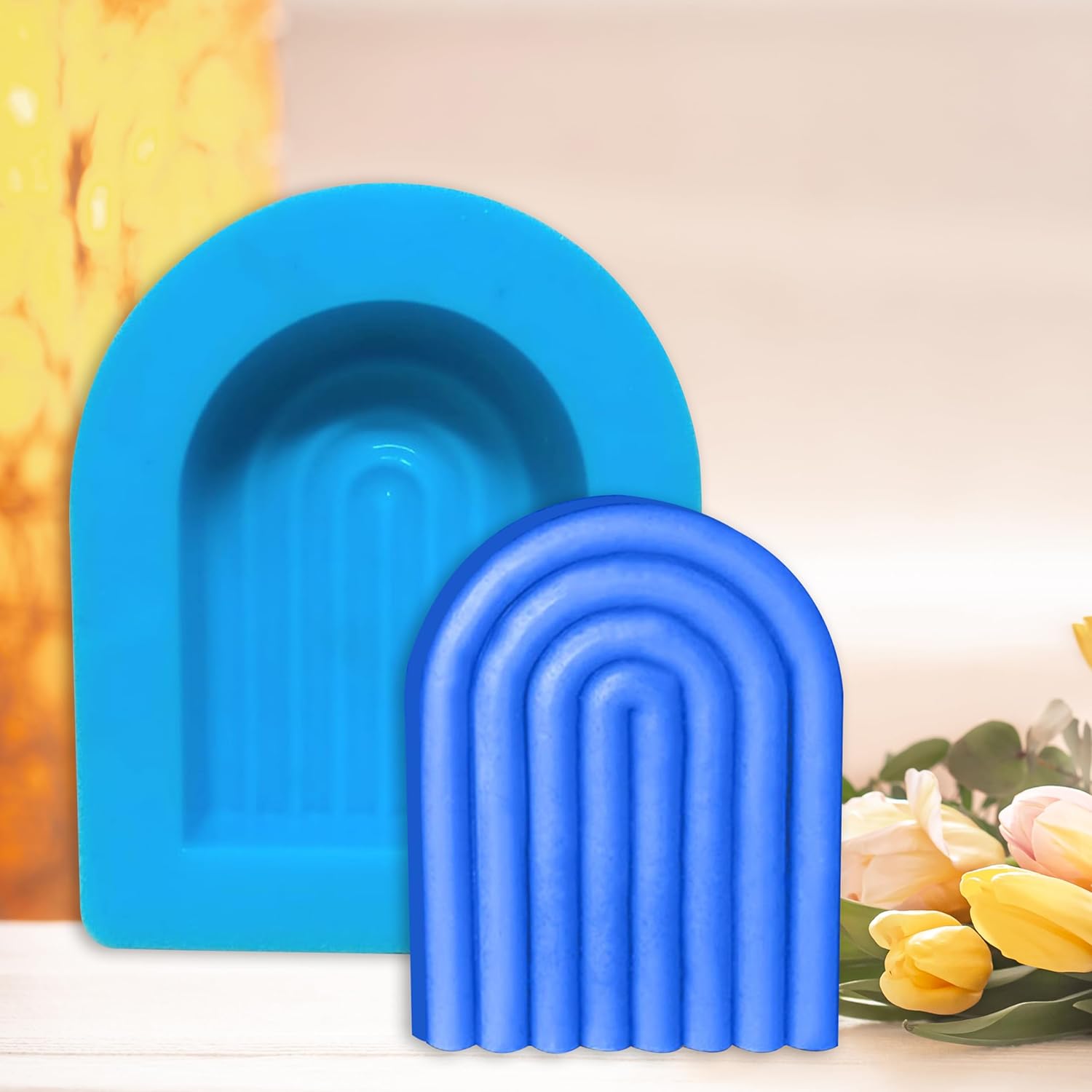 MoldBerry Silicone Rainbow Candle Mold, Striped U-Shaped Silicone Candle Mold