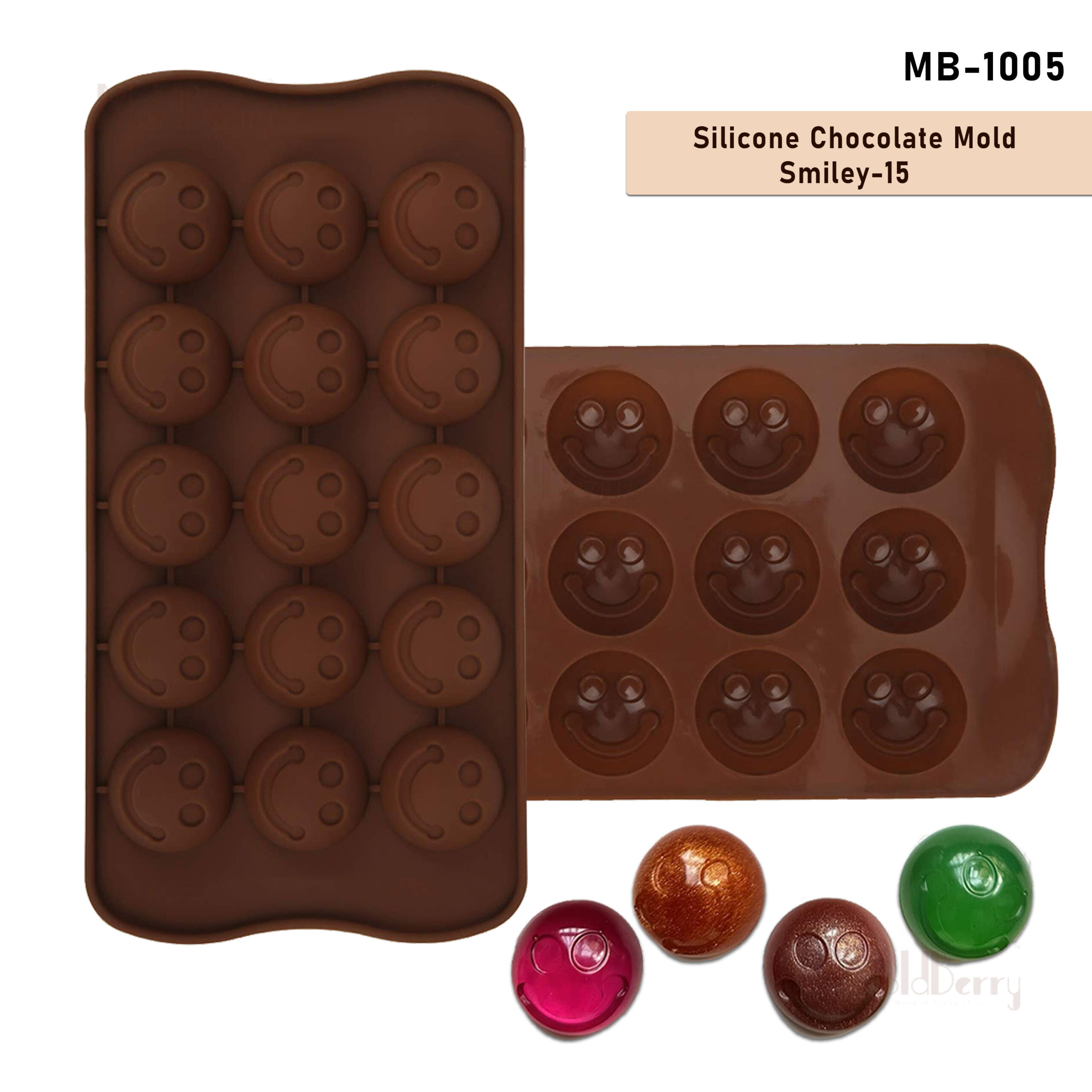 Moldberry  Silicone 15 Cavity Smiley Face Chocolate Mould | DIY Wax Melt Mould For Baking Tool