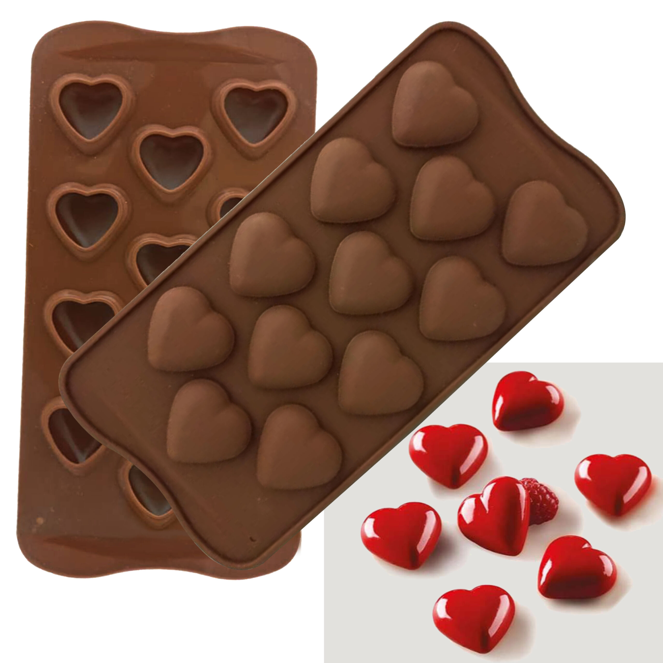 MoldBerry Silicone 12 Cavity 3D Heart Shape Chocolate Mold | Baking Tool for Cake Decoration