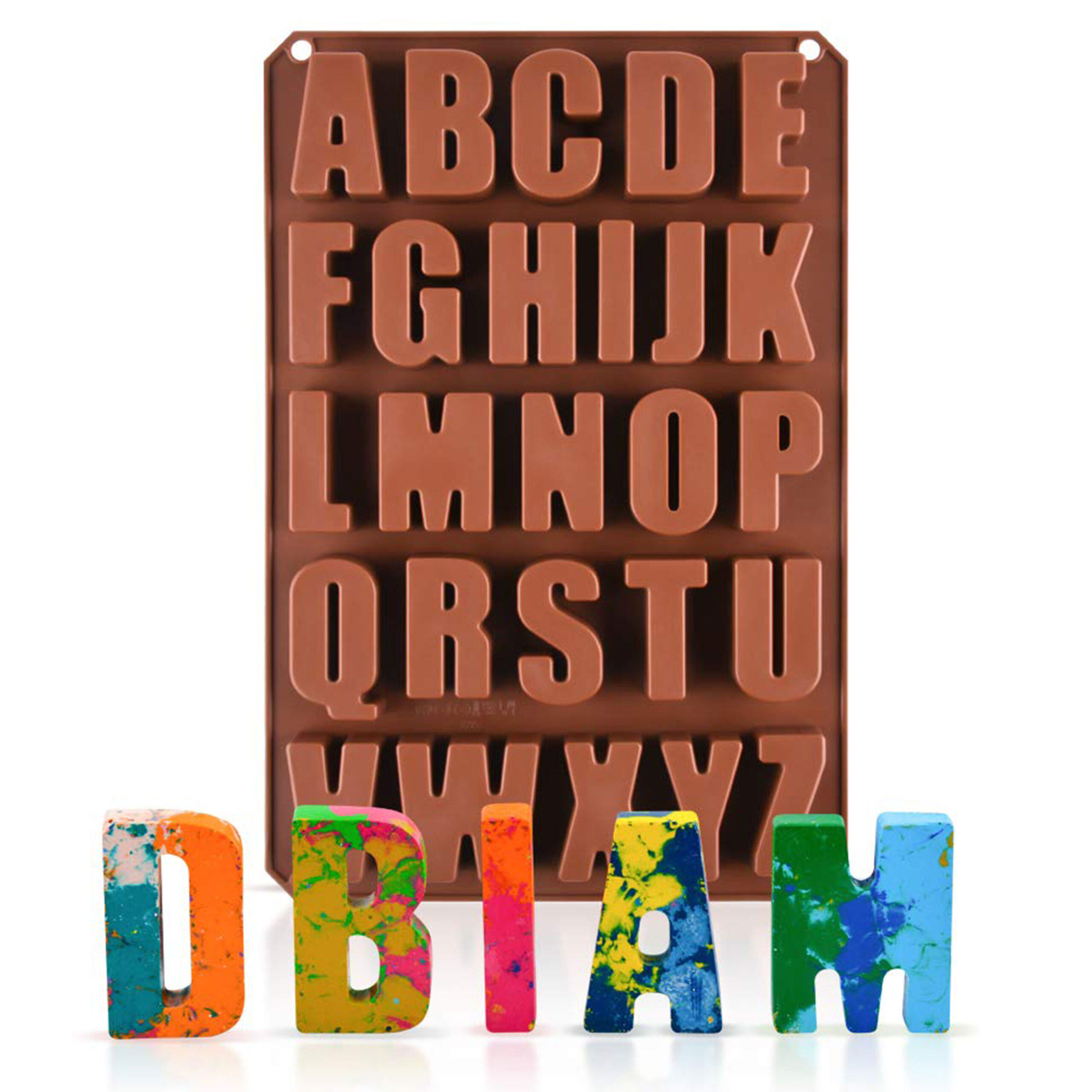 Moldberry Silicone Chocolate Mould | Fondant Chocolate Mold | 26 Cavity Big Alphabet Letter Chocolate Candy Mould