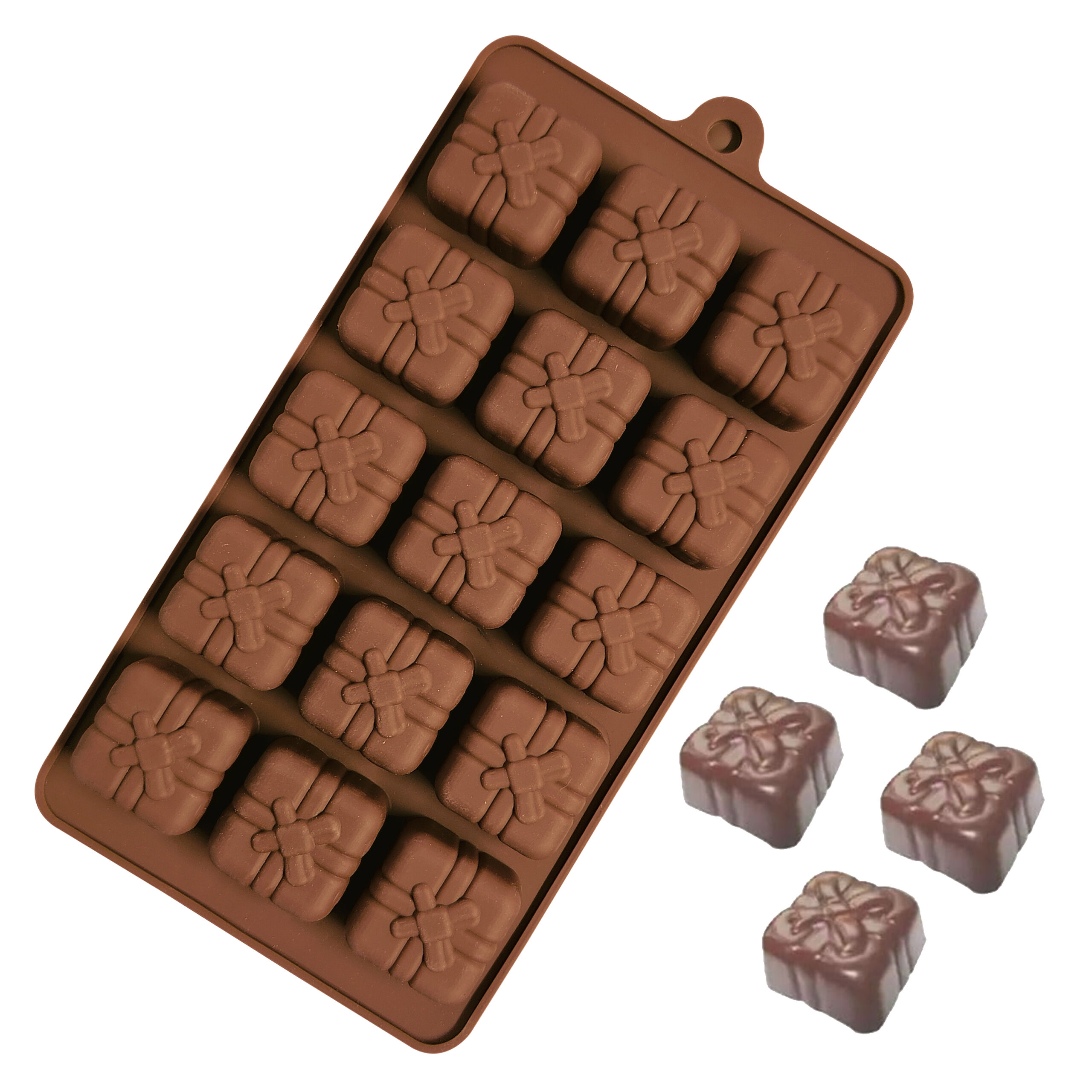 Moldberry Silicone Chocolate Mold | 15 Cavity Gift Box Design Mold | Christmas Chocolate Mold