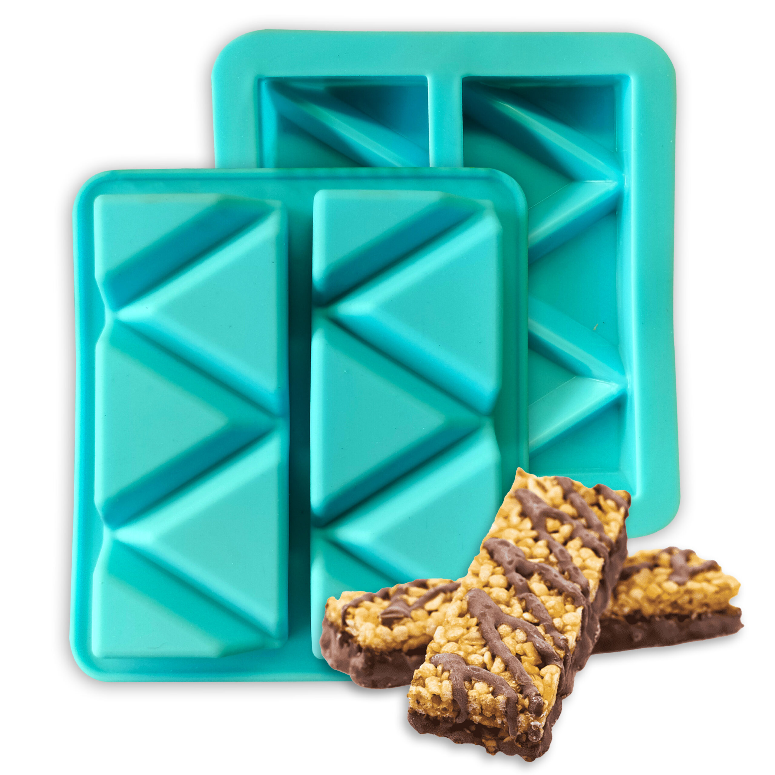 Moldberry Silicone 2 Cavity Energy Bar Mould | Triangle Shape Chocolate Bar | Non-Stick Chocolate Making Tool