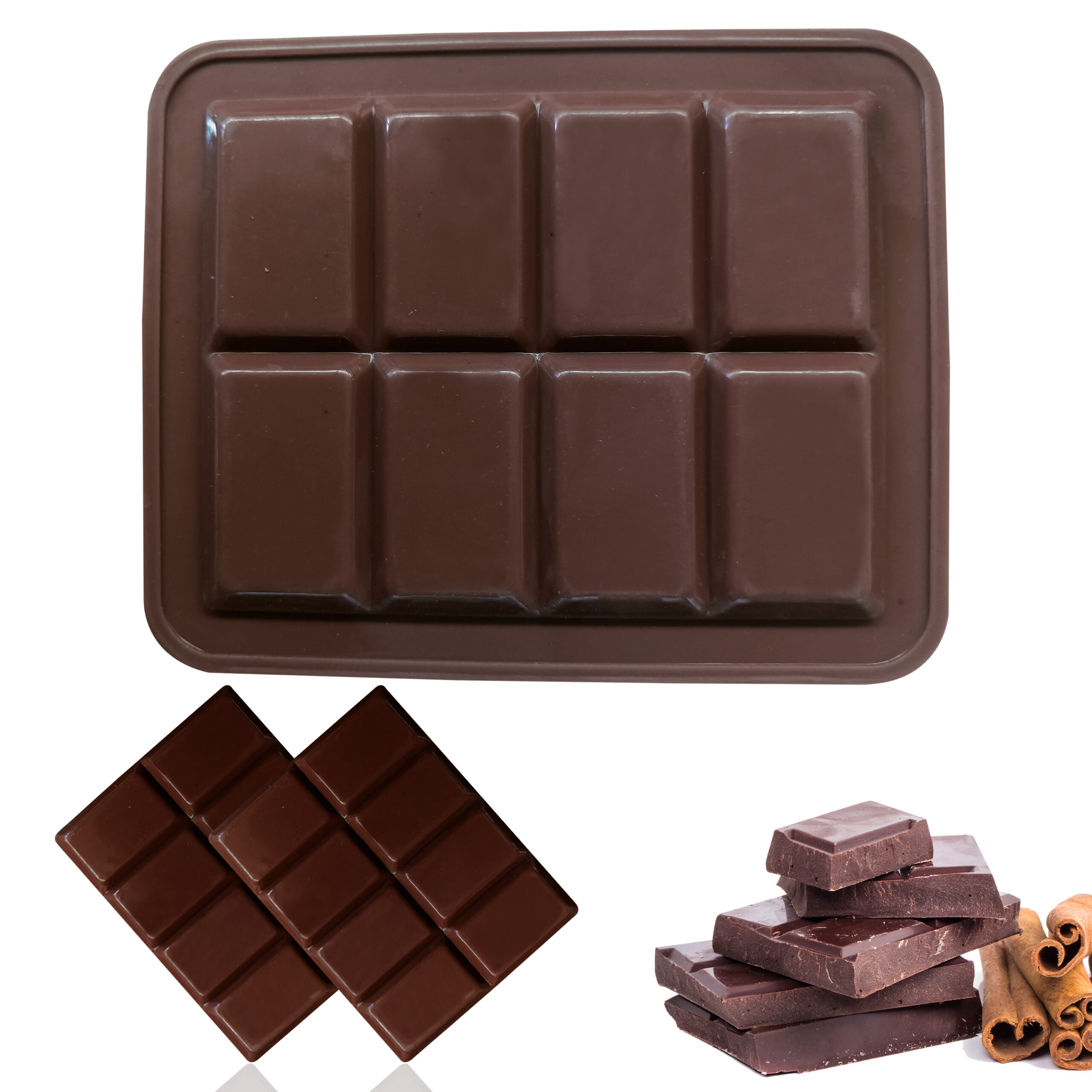 Moldberry Rectangular 8 cavity Cadbury Chocolate Bar Silicone Mould, Fondant Mold for DIY Pudding, Chocolate, Candy, Desserts, Gummy, Polymer Clay, Bakeware Tool