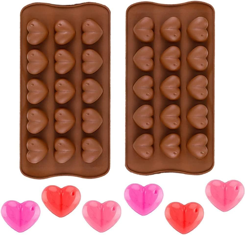 Moldberry Silicone 15 Cavity Heart Chocolate Mould DIY Wax Melt Mould for Ice Cube, Jelly, Gummy