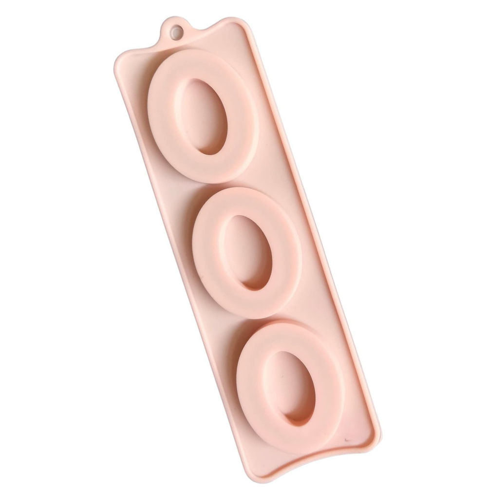Moldberry Silicone Cookie Mould | Silicone Moulds for Chocolate Cookies Cake Decoration Soap Resin Arts, Shape (3 Cavity Oval Ring)