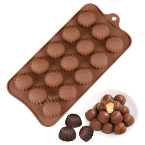 MoldBerry Silicone 15 Cavity Bonbon Shape Mold for Making Homemade Chocolate, Candy, Gummy, Jelly, Ice Cubes | Baking Mould | Candy Mould - Multicolor
