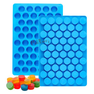 Moldberry Silicone Gummy Candy Molds, 55 Cavities Non-Stick Round Molds for Small Hard Candies, Chocolates, Caramels, Jello, Fruit Snacks Pack 1
