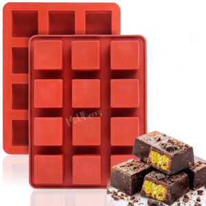 Moldberry 12 Cavities Chocolate Bar Mold Deep - Square Thick Chocolate Bar Mold for Filling Silicone Chocolate Bar Mold for Stuffed Bar Knafeh Pistachio Chocolate Candy Bar Pack 1