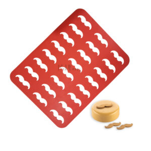 MoldBerry Mustache Shape Chocolate Chablon Silicone Mold Mat | Large Non-Stick Fondant Stencil for Garnishing, Edible Decorations, Cake Toppers, Candy, Cookies | 39.8x29.9cm, 24 Cavities