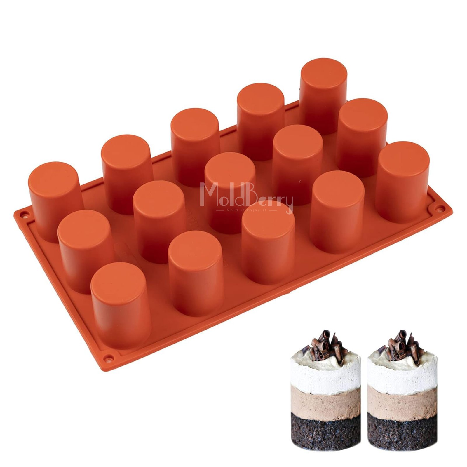 Silicone Cylindrical Fondant & Mousse Mould, 15 Cavity
