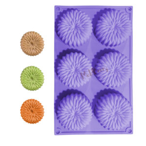 Moldberry 6 Cavity Flower Shape Mini Cake Mold, Silicone Soap Mould, Silicone Baking Mold, Food Grade Non-Stick Baking Molds for Cake, Candy, Handmade Soap Muffin, Cupcake, Ice Cube Mould Pack Of 1