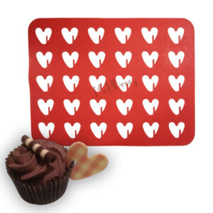 MoldBerry Heart Shape Chocolate Chablon Silicone Mold Mat | Large Non-Stick Fondant Stencil for Garnishing, Edible Decorations, Cake Toppers, Candy, Cookies | 39.6x29.9cm, 30 Cavities