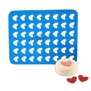 MoldBerry Heart Shape Chocolate Chablon Silicone Mold Mat | Large Non-Stick Fondant Stencil for Garnishing, Edible Decorations, Cake Toppers, Candy, Cookies | 39.6x29.6cm, 48Cavities