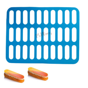 MoldBerry Silicone Chablon Oval Eclair Mold – Large Rectangle Shape Chocolate Stencil Mat for Garnishing, Dessert Decoration, Professional Baking Tray Sheet – 39.8 x 30 cm (Mlticolour)
