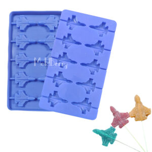 Moldberry Silicone Lollipop Mold,10 Cavity Airplane Shape Hard Candy Mold for Chocolate, Homemade Cake Pops Mould for Ice Cream, Chocolate, Ice Candy, Lolipop Pack of 1