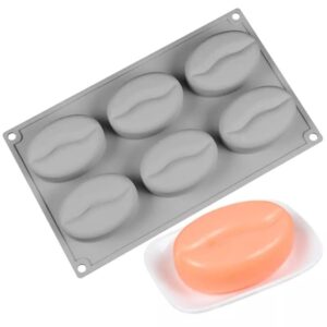 Moldberry 6 Cavities Coffee Beans Shaped Silicone Moulds for Homemade Decorating Soap Candle Chocolate Jelly Mousse Candy Cake Baking Mold Pack 1 - 100GM
