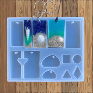 MoldBerry Silicone Resin Casting Mold Resin Jewellery Making Mould Epoxy Silicone Molds with Tools for DIY Crafting Keychains Pendant Jewelry Earrings Making Mould Pack 1