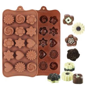 Moldberry Silicone Chocolate Mould, Flower Heart Shape Candy Mold for Baking, Jelly, Fondant, Cake Decoration, Reusable Chocolate Molds (Pack of 1)