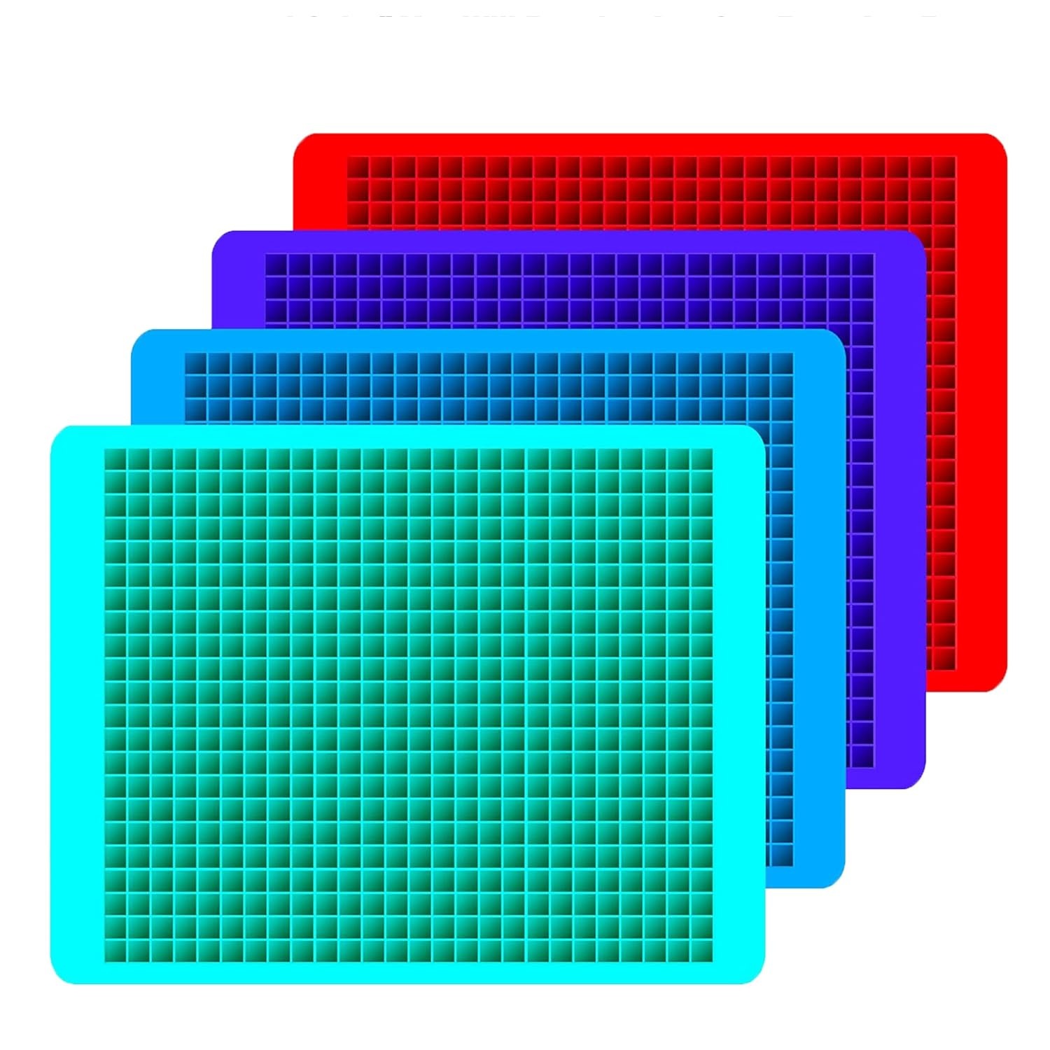 Moldberry Silicone 572 cavity square Ice Mold – Flexible, Easy-Release Chocolate Mold for Homemade Caramels, Jelly, Gummy, Ice Cubes, Truffles – Multicolor Pack 1