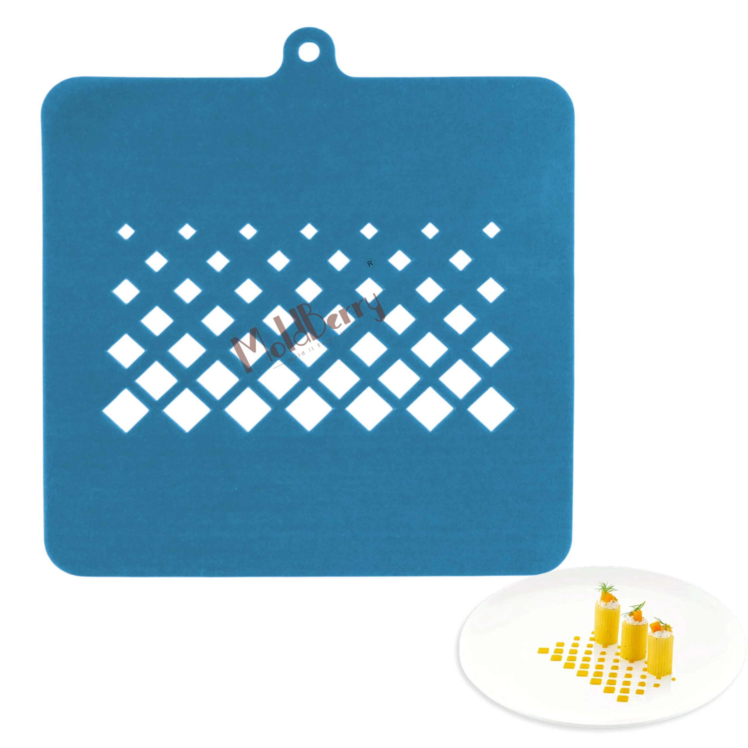 Moldberry Silicone Losanga Stencil Mold – Non-Stick Fondant Mat for Cake Decorating, Edible Garnishes, Toppers, Candy & Cookies (Pack 1)