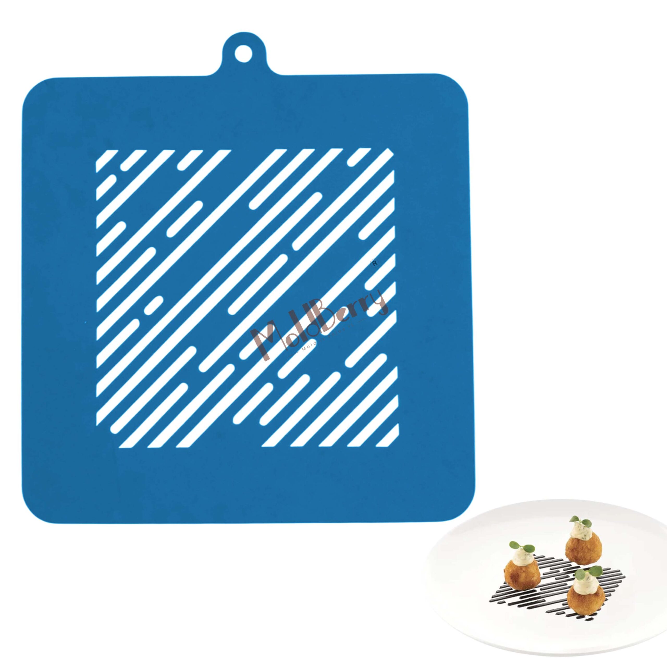 Moldberry Silicone Stripe Pattern Stencil Mat – Non-Stick Baking Sheet for Edible Decorations, Garnishing, and Dessert Art – Professional Grade (Pack of 1)