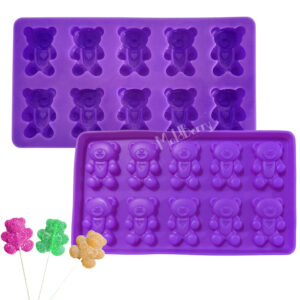 MoldBerry Silicone 10 Cavity Chocolate Mould Baking Teddy Bears Jelly Mold Candy Cake Decoration Ice Tray Candle Making Homemade Flexible Reusable (Pack Of 1)