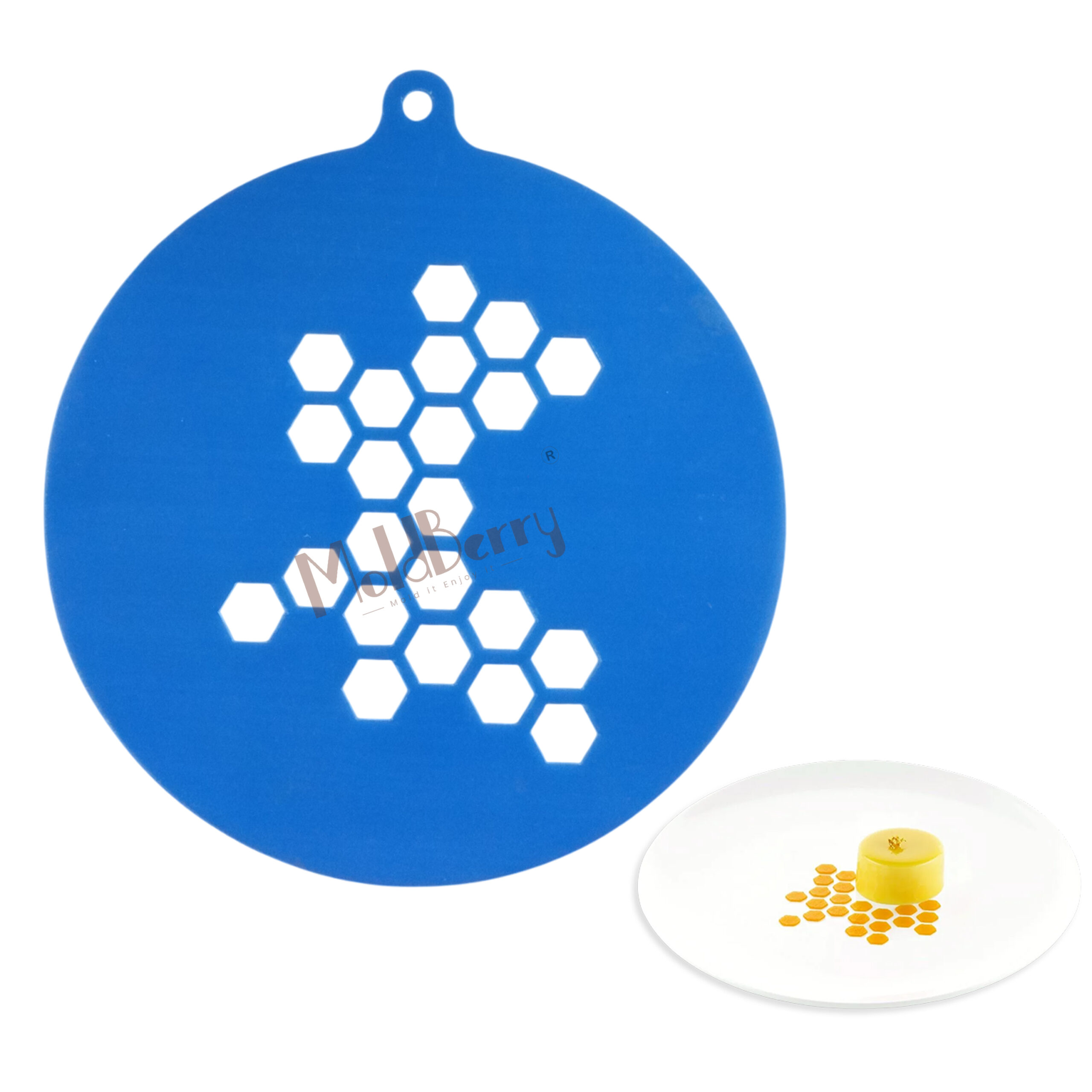 Moldberry Silicone Honeycomb Pattern Stencil Mold – Non-Stick Chocolate Mat for Garnishing, Dessert Decoration, Cake Toppers, Candy & Cookies (Pack of 1)