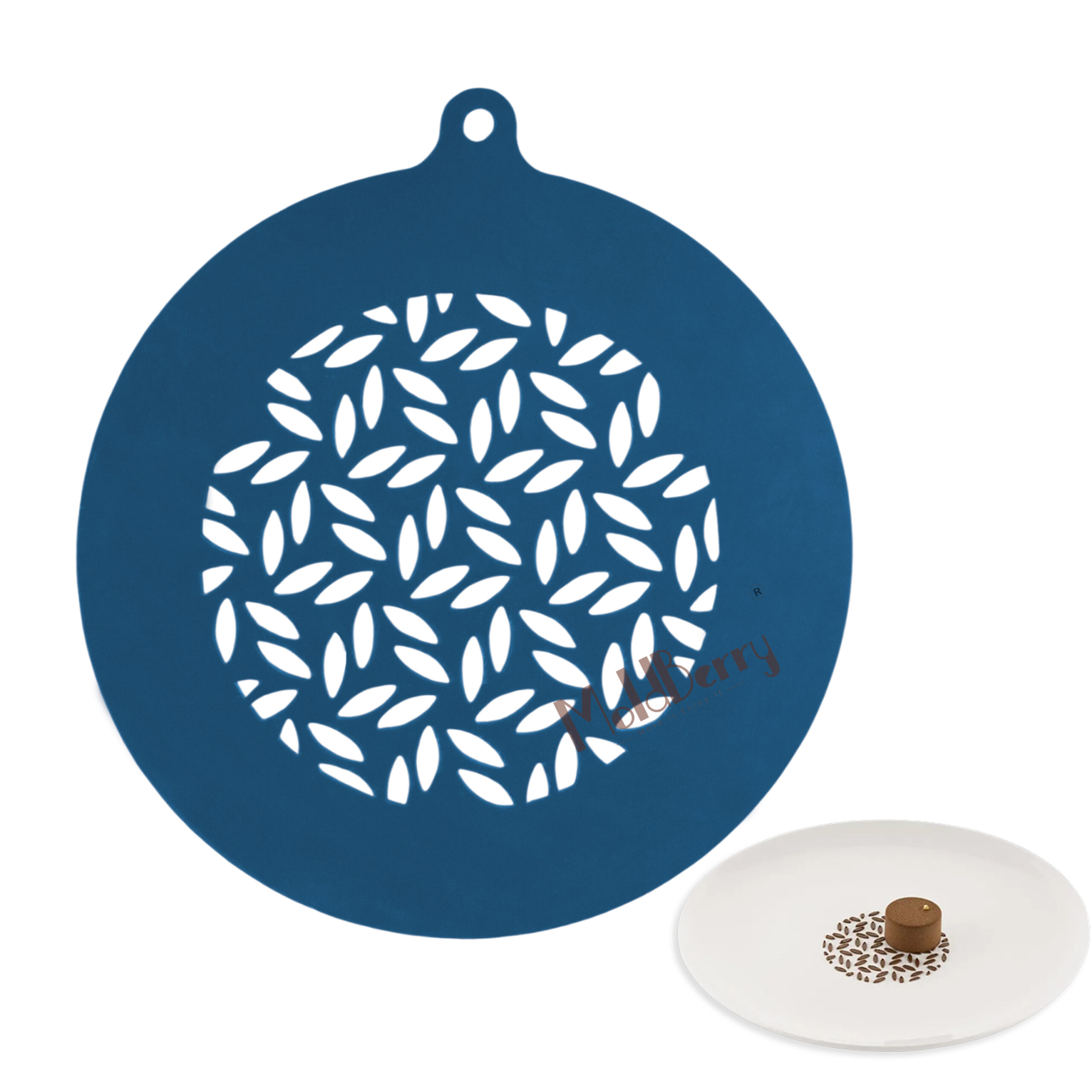 Moldberry Silicone Foglia Shape Stencil Mold – Non-Stick Chocolate Chablon Mat for Cake Decoration, Garnishing, Candy, Cookies, Dessert Toppers (1 Pack)