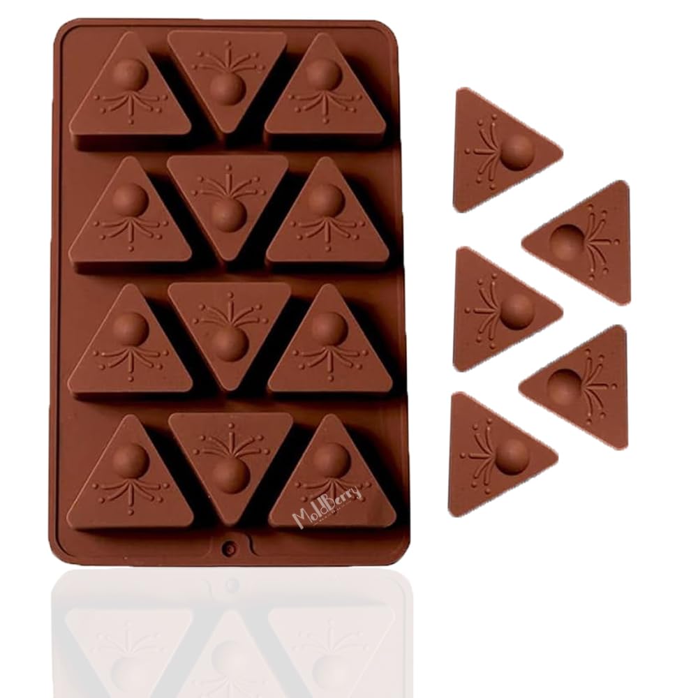Moldberry Silicone Chocolate Mold | Silicone 12 Cavities Triangle Anar Mold | Baking Tool for Diwali Special Cake Decoration | Baking Mould for Chocolate, Candy, Gummy, Toffee Pack of 1