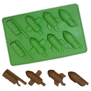 Moldberry Silicone Diwali Chocolate Mold | Silicone 8 Cavity 4 Different Rocket Mold | Mould for Diwali Specials Mithai Sweets Chocolate Cake Decoration Jelly Tray Bakeware Pack of 1