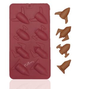 Moldberry Silicone Diwali Chocolate Mold | 8 Cavity Flying Rocket Chocolate Mold | Make for Mithai Sweets Chocolate Cake Decoration Jelly Tray Bakeware Flexible & Reusable Special Diwali Mold Pack-1