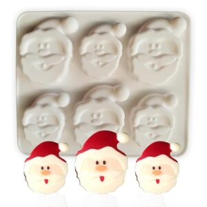 Silicone Silicone Christmas Theme Mold |6 Cavity Santa Face Mould |Non-Stick Baking Tray| Fondant Tray for Cupcake Toppers, Bread, Cookies, Marzipan, Soap, Candles, Soap (Multicolor - PK1)