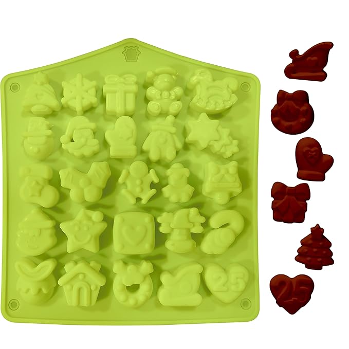 MoldBerry Christmas Chocolate Moulds Silicone Chocolate Mould 25-Cavity | Gift Box Christmas Molds Non-Stick Chocolate Silicone Moulds 3D Xmas Candy Mold Trays for Jelly Cookies Cake Fondant Mold Pk1