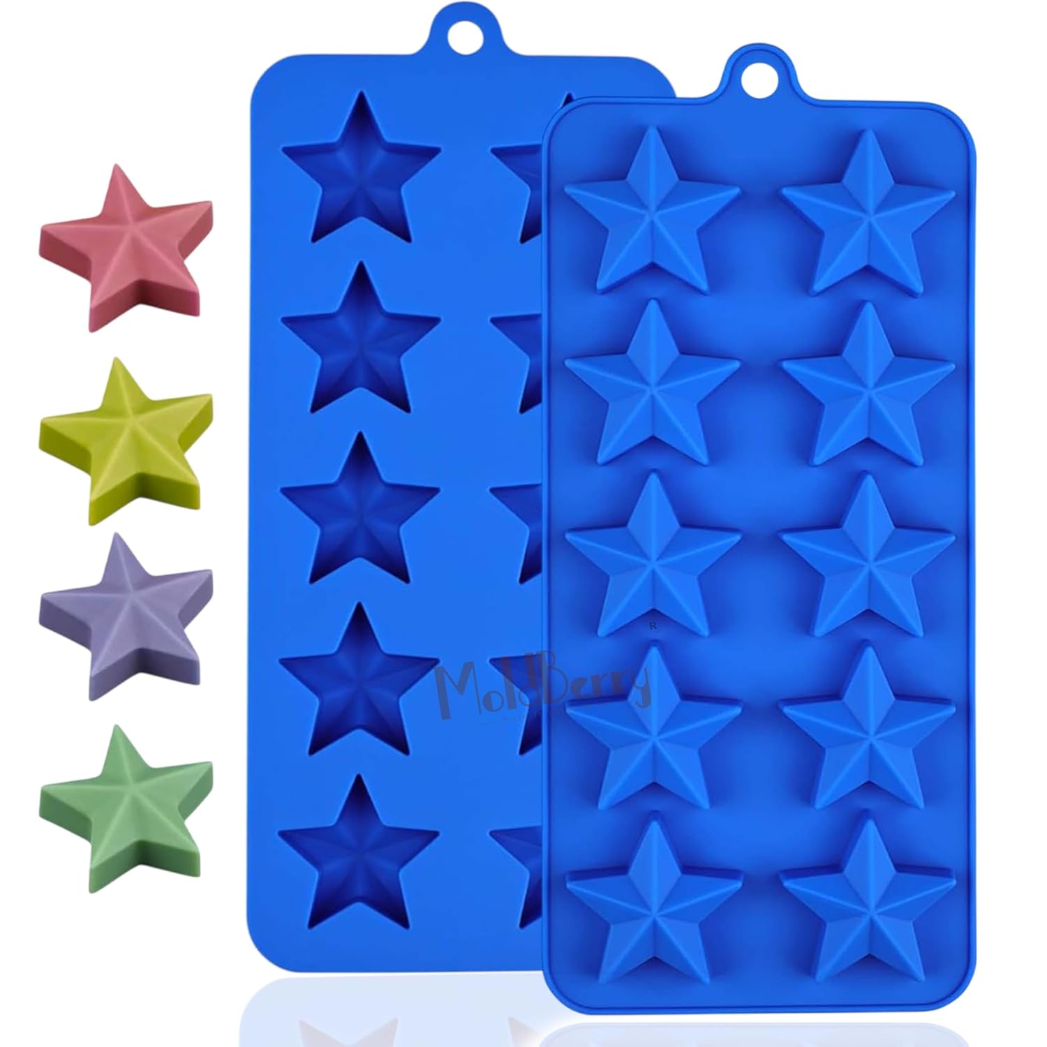 MoldBerry 10 Cavity Silicone Star Chocolate Mould | Food Grade Flexible Star Shape Candy, Jelly, Ice Cube, Resin & Soap Making Mold | Pack 1