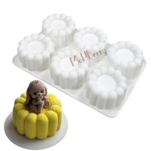 MoldBerry 6 Cavity Round Silicone Mousse Cake Mold | Mini Dessert Ring Mold for Chocolate, Ice Cream, Pudding, Cheesecake & Pastry