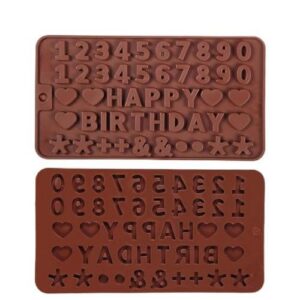 MoldBerry Silicone Alphabet Mould, Numbers Mold, 1 Pcs Non-Stick Baking Mold Happy Birthday Symbols Chocolate Mould for Baking Cake Pan Candy Biscuit Decorating