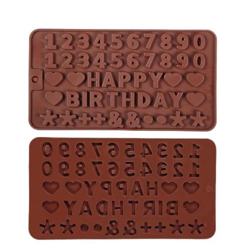 MoldBerry Silicone Alphabet Mould, Numbers Mold, 1 Pcs Non-Stick Baking Mold Happy Birthday Symbols Chocolate Mould for Baking Cake Pan Candy Biscuit Decorating