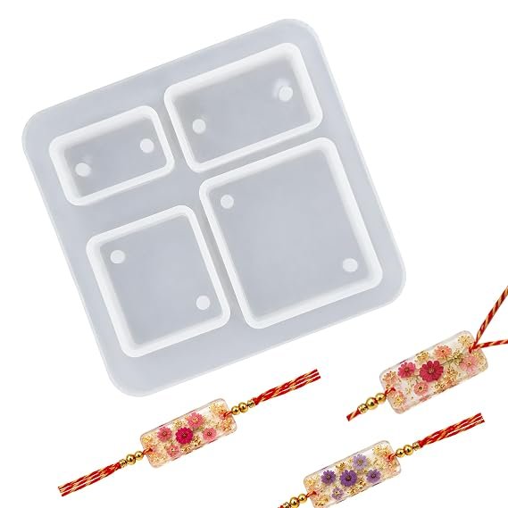 Rectangle Resin Pendant Silicone Mould, 4 Cavity